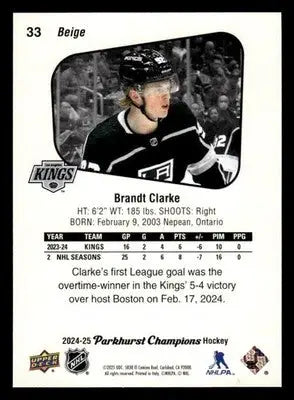 2024-25 Parkhurst Champions #33 Brandt Clarke - Hockey Card Single