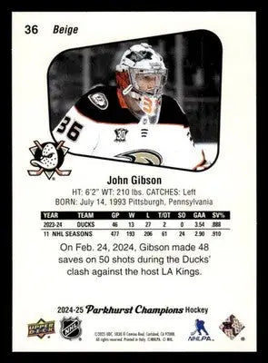 2024-25 Parkhurst Champions #36 John Gibson - Hockey Card Single