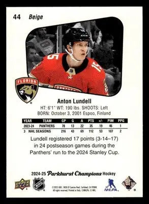 2024-25 Parkhurst Champions #44 Anton Lundell - Hockey Card Single