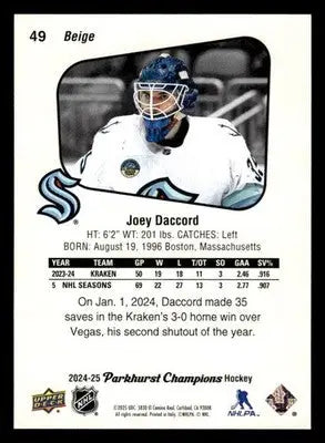 2024-25 Parkhurst Champions #49 Joey Daccord - Hockey Card Single
