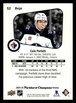 2024-25 Parkhurst Champions #52 Cole Perfetti - Hockey Card Single