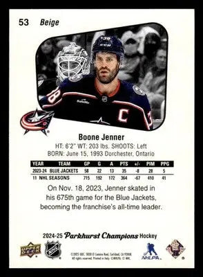 2024-25 Parkhurst Champions #53 Boone Jenner - Hockey Card Single