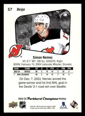 2024-25 Parkhurst Champions #57 Simon Nemec - Hockey Card Single