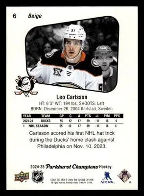 2024-25 Parkhurst Champions #6 Leo Carlsson - Hockey Card Single