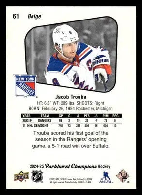 2024-25 Parkhurst Champions #61 Jacob Trouba - Hockey Card Single