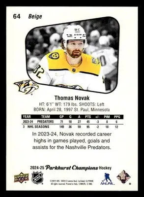 2024-25 Parkhurst Champions #64 Thomas Novak - Hockey Card Single