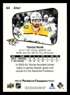 2024-25 Parkhurst Champions #64 Thomas Novak Silver - Hockey Card Single