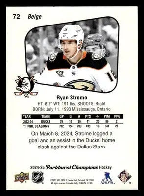 2024-25 Parkhurst Champions #72 Ryan Strome - Hockey Card Single