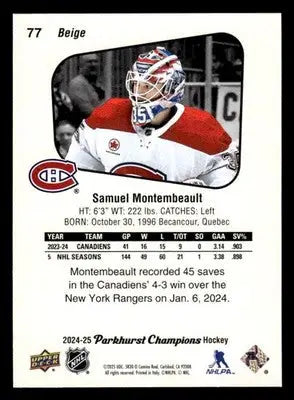 2024-25 Parkhurst Champions #77 Samuel Montembeault - Hockey Card Single