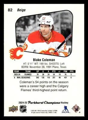 2024-25 Parkhurst Champions #82 Blake Coleman - Hockey Card Single