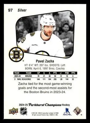 2024-25 Parkhurst Champions #97 Pavel Zacha Silver - Hockey Card Single