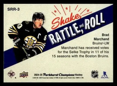 2024-25 Parkhurst Champions #SRR-3 Brad Marchand Shake Rattle and Roll - Hockey Card Single
