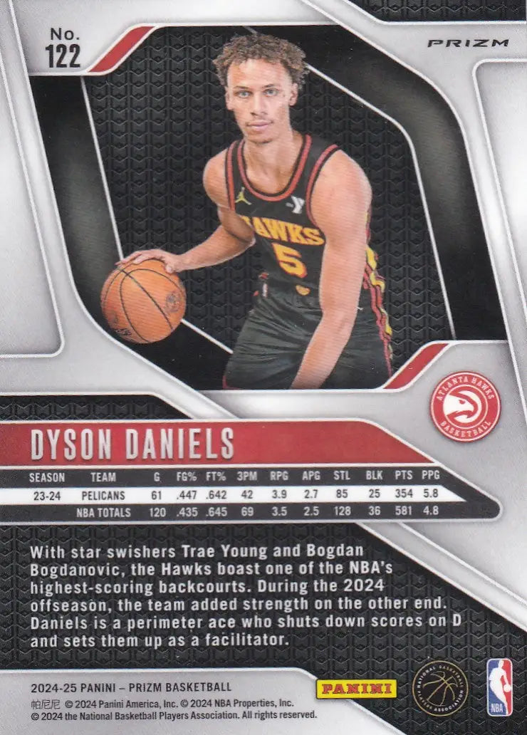 2024-25 PRIZM #122 DYSON DANIELS REFRACTOR- ATLANTA HAWKS