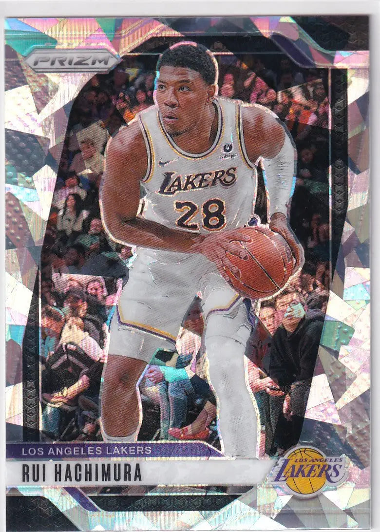 2024-25 PRIZM #14 RUI HACHIMURA CRACKED ICE- LOS ANGELES LAKERS