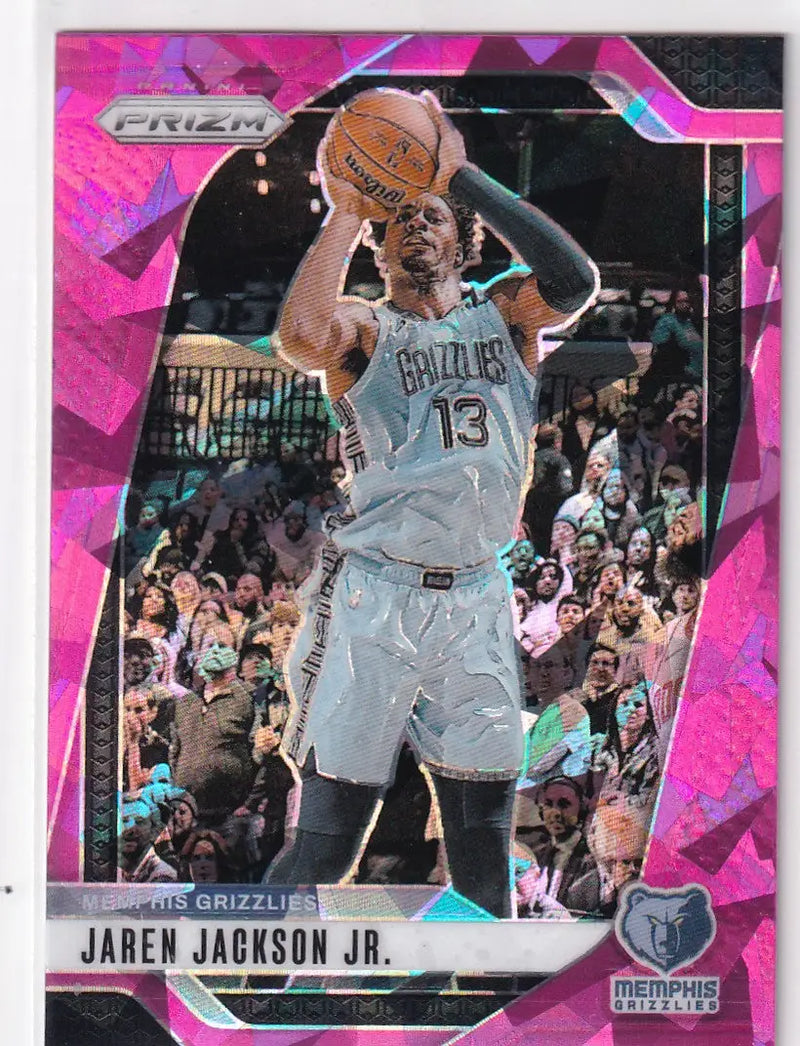 2024-25 PRIZM #140 JAREN JACKSON JR PINK CRACKED ICE- MEMPHIS GRIZZLIES - Basketball Card Single