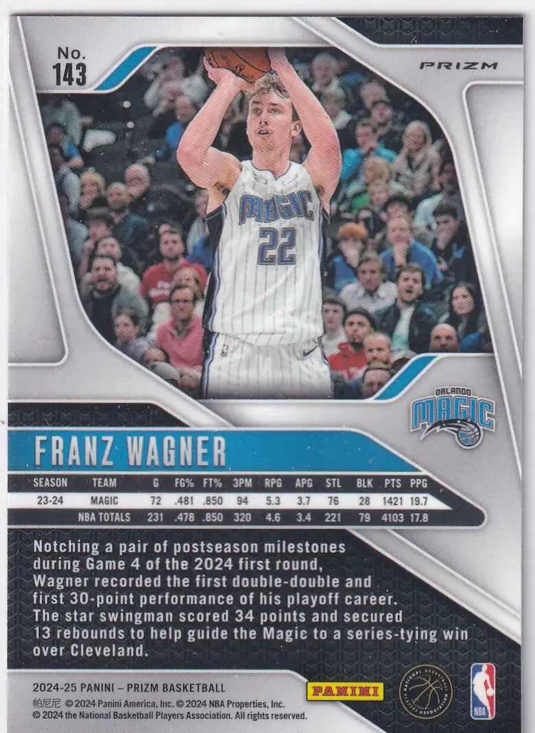 2024-25 PRIZM #143 FRANZ WAGNER BLUE YELLOW GREEN SCOPE- ORLANDO MAGIC - Basketball Card Single