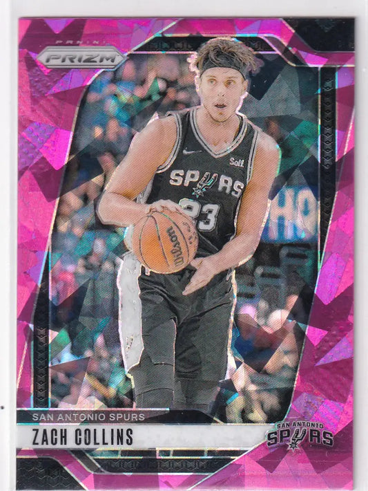 2024-25 PRIZM #197 ZACH COLLINS PINK CRACKED ICE- SAN ANTONIO SPURS - Basketball Card Single