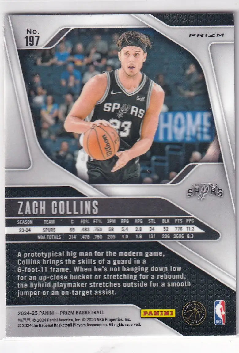 2024-25 PRIZM #197 ZACH COLLINS PINK CRACKED ICE- SAN ANTONIO SPURS