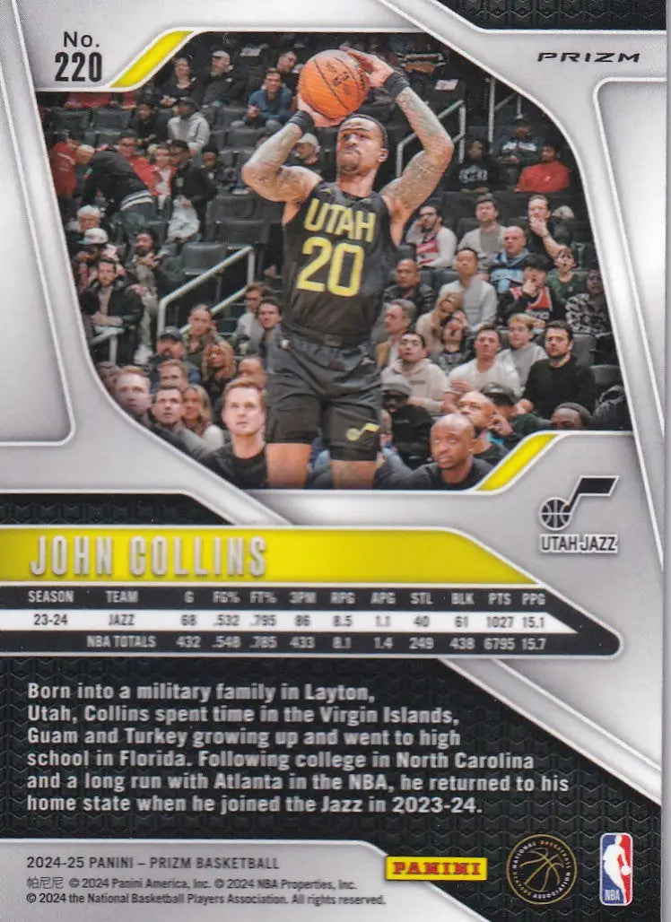 2024-25 PRIZM #220 JOHN COLLINS CRACKED ICE- UTAH JAZZ