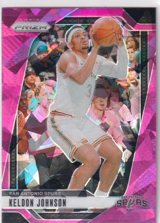 2024-25 PRIZM #24 KELDON JOHNSON PINK CRACKED ICE- SAN ANTONIO SPURS - Basketball Card Single