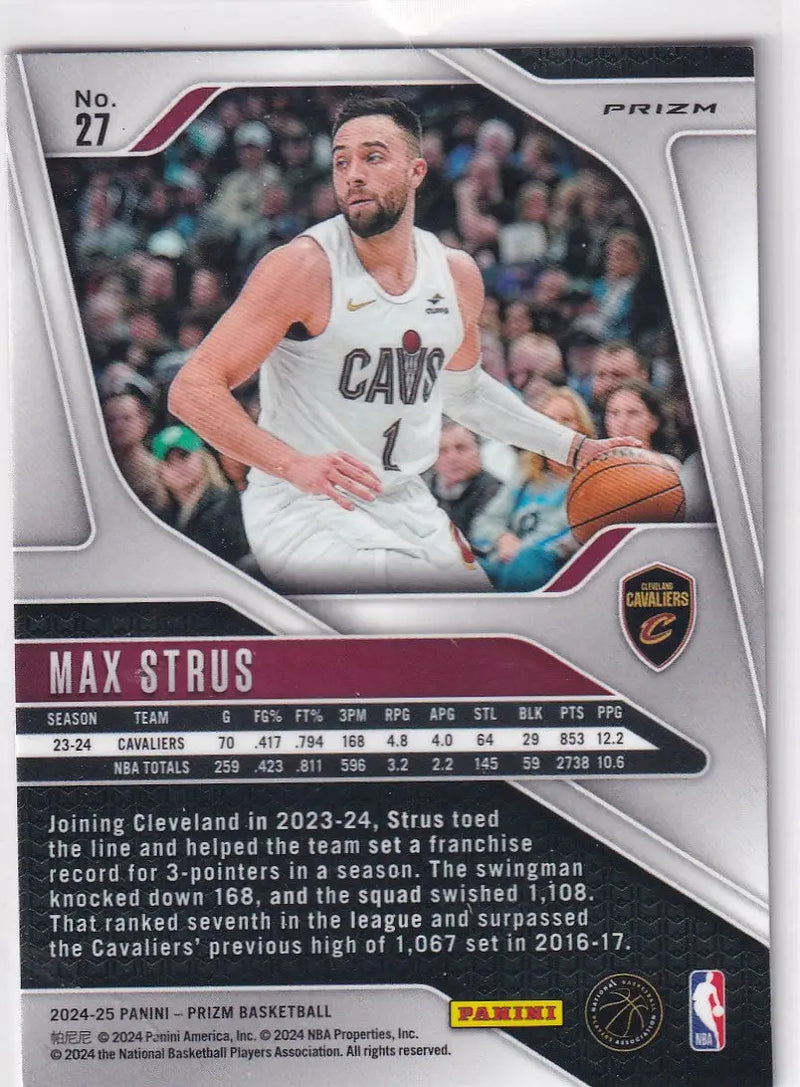 2024-25 PRIZM #27 MAX STRUS PINK CRACKEED ICE- CLEVELAND CAVALIERS - Basketball Card Single
