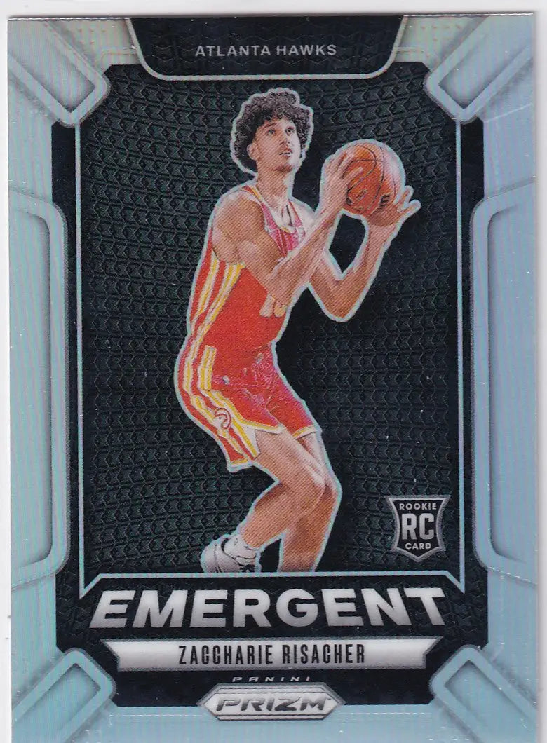 2024-25 PRIZM #6 ZACCHARIE RISACHER EMERGENT REFRACTOR- ATLANTA HAWKS - Basketball Card Single