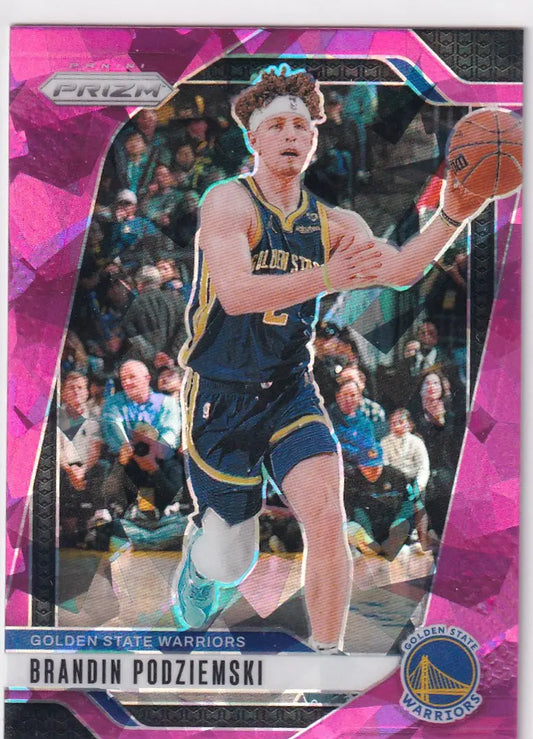 2024-25 PRIZM #81 BRANDIN PODZIEMSKI PINK CRACKED ICE- GOLDEN STATE WARRIORS - Basketball Card Single