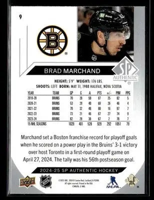 2024-25 SP Authentic Brad Marchand #9 Boston Bruins