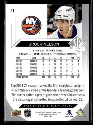 2024-25 SP Authentic Brock Nelson #41 New York Islanders - Hockey Card Single