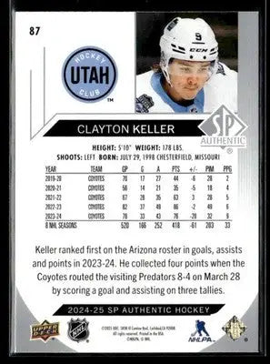 2024-25 SP Authentic Clayton Keller #87 Utah Hockey Club - Hockey Card Single
