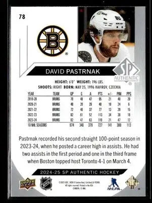 2024-25 SP Authentic David Pastrnak #78 Boston Bruins