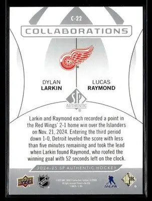 2024-25 SP Authentic Dylan Larkin / Lucas Raymond #C-22 Collaborations Red Wings