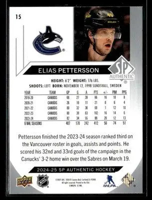 2024-25 SP Authentic Elias Pettersson #15 Vancouver Canucks - Hockey Card Single