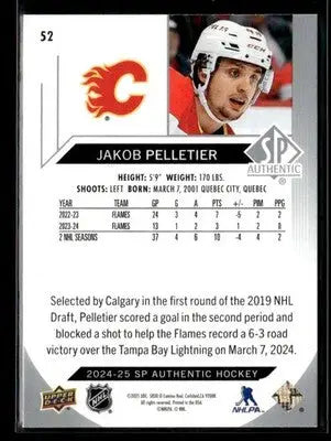 2024-25 SP Authentic Jakob Pelletier #52 Calgary Flames - Hockey Card Single
