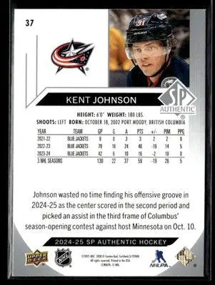 2024-25 SP Authentic Kent Johnson #37 Columbus Blue Jackets - Hockey Card Single