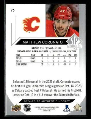 2024-25 SP Authentic Matt Coronato #75 Calgary Flames - Hockey Card Single