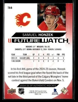 2024-25 SP Authentic Samuel Honzek #166 Limited Red Calgary Flames - Hockey Card Single