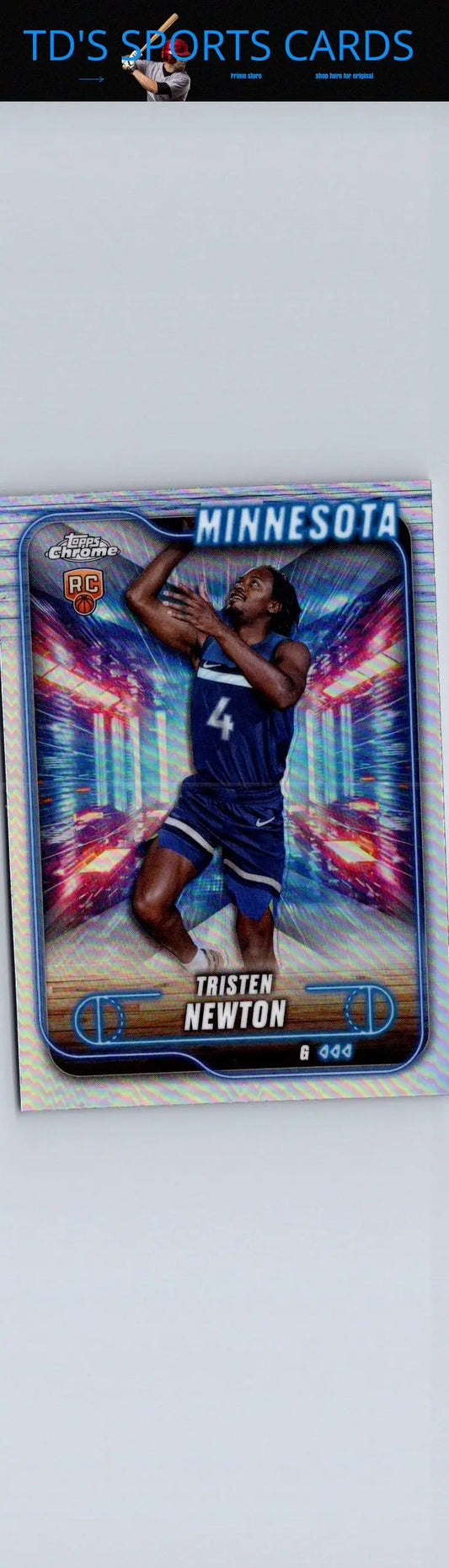 Tristen Newton basketball card 2024-25 Topps Chrome Refractor featuring Tristen Newton