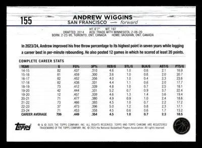 2024-25 Topps Chrome #155 Andrew Wiggins - Basketball Card Single