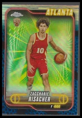 2024-25 Topps Chrome #169 Zaccharie Risacher Blue Basketball Refractor