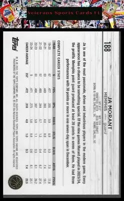 2024-25 Topps Chrome #188 Ja Morant - Basketball Card Single