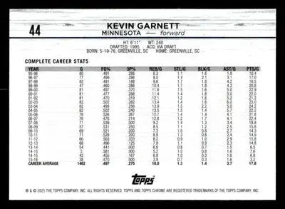 2024-25 Topps Chrome #44 Kevin Garnett - Basketball Card Single