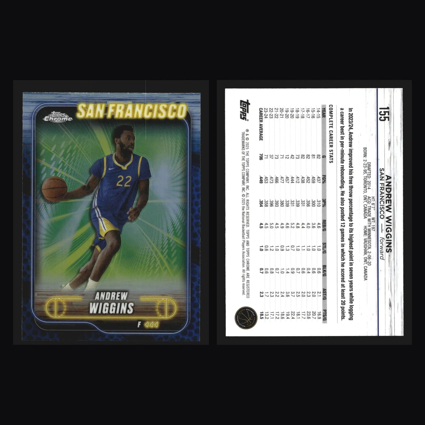 2024-25 Topps Chrome Andrew Wiggins #155 Golden State Warriors - Basketball Card Single
