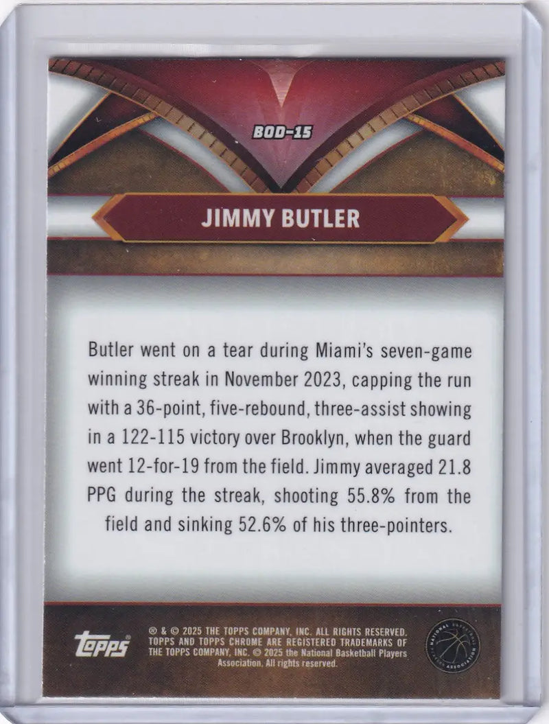 Jimmy Butler basketball card from 2024-25 Topps Chrome Ball of Duty collection