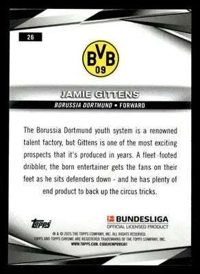 2024-25 Topps Chrome Bundesliga #26 Jamie Gittens - Soccer Card Single