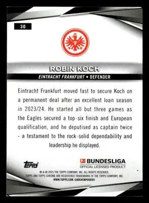 2024-25 Topps Chrome Bundesliga #30 Robin Koch - Soccer Card Single