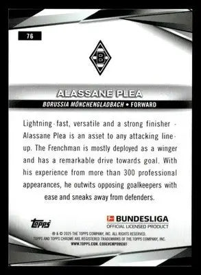 2024-25 Topps Chrome Bundesliga #76 Alassane Plea - Soccer Card Single