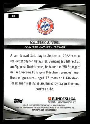 2024-25 Topps Chrome Bundesliga #83 Mathys Tel - Soccer Card Single