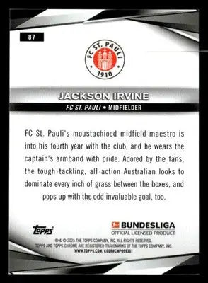 2024-25 Topps Chrome Bundesliga #87 Jackson Irvine - Soccer Card Single