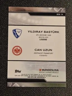 2024-25 Topps Chrome Bundesliga Can Uzun / Yildiray Bastürk History is Now - Soccer Card Single